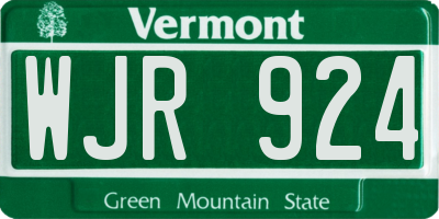 VT license plate WJR924