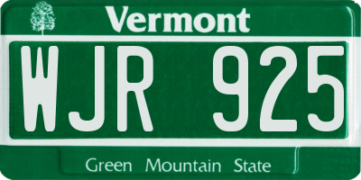 VT license plate WJR925