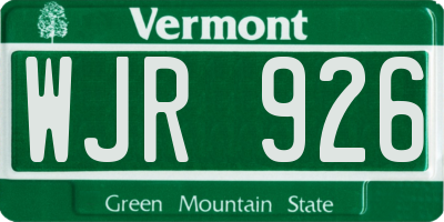 VT license plate WJR926