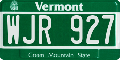 VT license plate WJR927