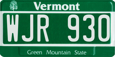 VT license plate WJR930