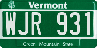 VT license plate WJR931