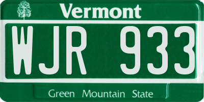 VT license plate WJR933