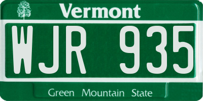 VT license plate WJR935
