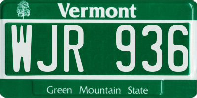 VT license plate WJR936