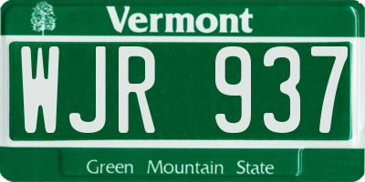 VT license plate WJR937