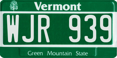 VT license plate WJR939