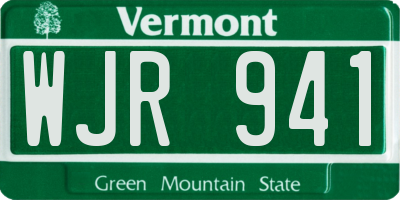 VT license plate WJR941
