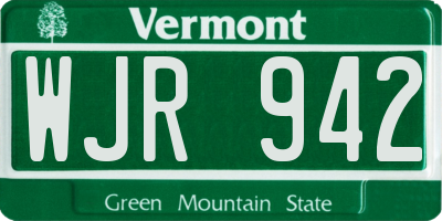 VT license plate WJR942
