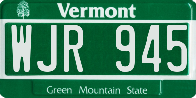 VT license plate WJR945