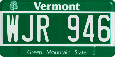 VT license plate WJR946