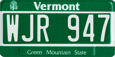 VT license plate WJR947