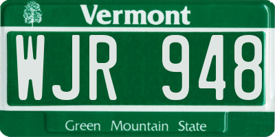 VT license plate WJR948