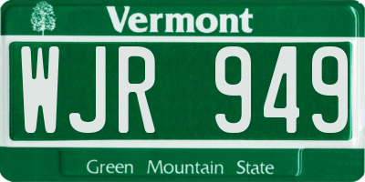 VT license plate WJR949
