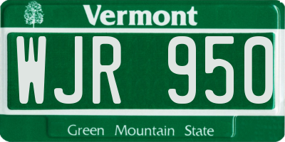 VT license plate WJR950