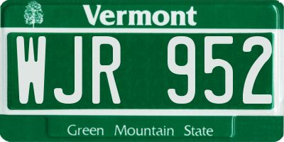 VT license plate WJR952