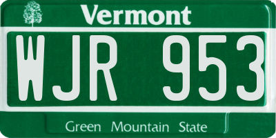 VT license plate WJR953