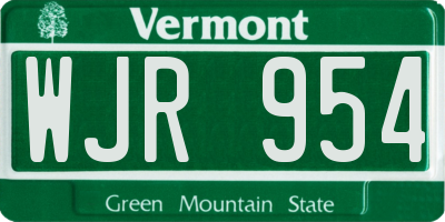 VT license plate WJR954