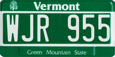 VT license plate WJR955