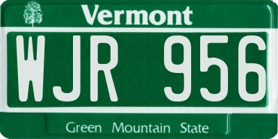 VT license plate WJR956