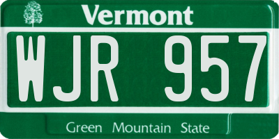 VT license plate WJR957