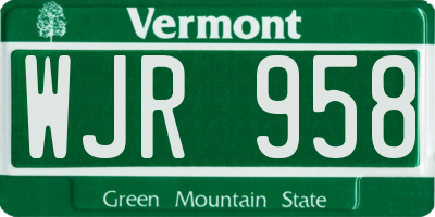 VT license plate WJR958