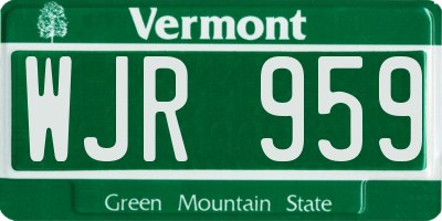 VT license plate WJR959