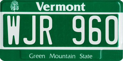 VT license plate WJR960