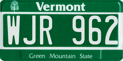 VT license plate WJR962