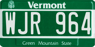 VT license plate WJR964