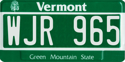VT license plate WJR965