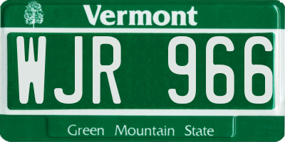 VT license plate WJR966