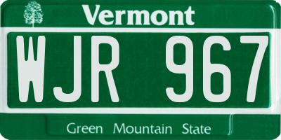VT license plate WJR967
