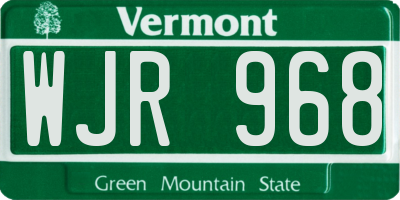 VT license plate WJR968