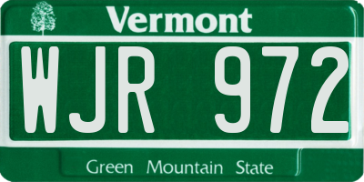 VT license plate WJR972