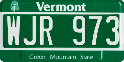 VT license plate WJR973