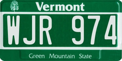 VT license plate WJR974