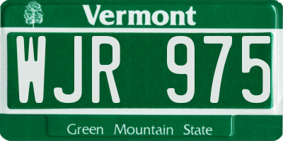 VT license plate WJR975