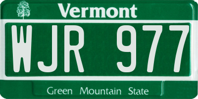 VT license plate WJR977