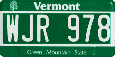 VT license plate WJR978