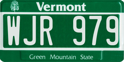 VT license plate WJR979