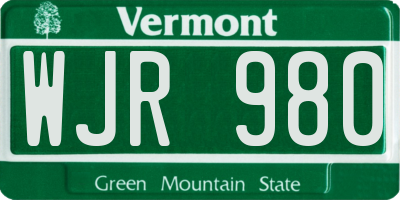 VT license plate WJR980