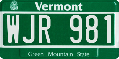 VT license plate WJR981