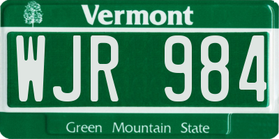 VT license plate WJR984