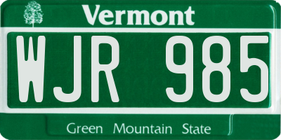 VT license plate WJR985