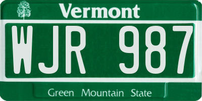 VT license plate WJR987