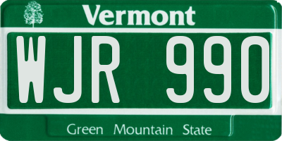 VT license plate WJR990