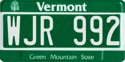 VT license plate WJR992