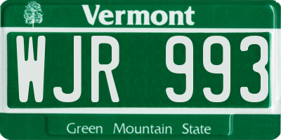 VT license plate WJR993