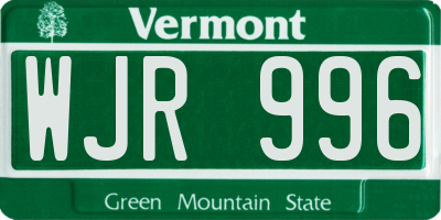 VT license plate WJR996